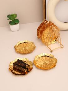 6 cái tấm thiết kế lá & 1 cái giá lưu trữ - Vàng - Xem 1