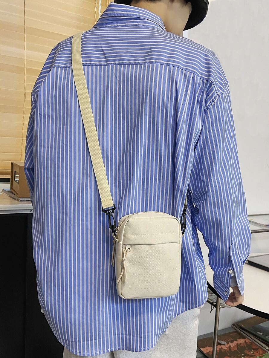 peach tree 时尚简约纯色小号斜挎包，休闲日常迷你尼龙轻便防水单肩包度假旅行节日户外学生男士礼物笔记本电脑单肩包储物包腰包斜挎包骑行包腰包趣味礼物旅行必备品节日必备品男士包露营斜挎包男士包夏季返校夏季包春假包斜挎包 - 米色 - 查看 1