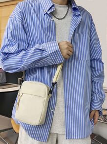 peach tree 时尚简约纯色小号斜挎包，休闲日常迷你尼龙轻便防水单肩包度假旅行节日户外学生男士礼物笔记本电脑单肩包储物包腰包斜挎包骑行包腰包趣味礼物旅行必备品节日必备品男士包露营斜挎包男士包夏季返校夏季包春假包斜挎包 - 米色 - 查看 2