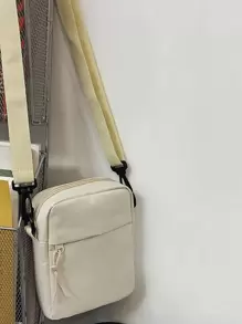 peach tree 时尚简约纯色小号斜挎包，休闲日常迷你尼龙轻便防水单肩包度假旅行节日户外学生男士礼物笔记本电脑单肩包储物包腰包斜挎包骑行包腰包趣味礼物旅行必备品节日必备品男士包露营斜挎包男士包夏季返校夏季包春假包斜挎包 - 米色 - 查看 4