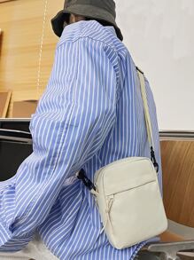 peach tree 时尚简约纯色小号斜挎包，休闲日常迷你尼龙轻便防水单肩包度假旅行节日户外学生男士礼物笔记本电脑单肩包储物包腰包斜挎包骑行包腰包趣味礼物旅行必备品节日必备品男士包露营斜挎包男士包夏季返校夏季包春假包斜挎包 - 米色 - 查看 7