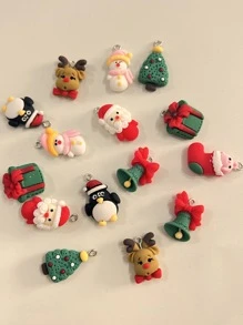 15pcs Random Christmas Santa Claus & Tree DIY Pendant - Multicolor - View 1