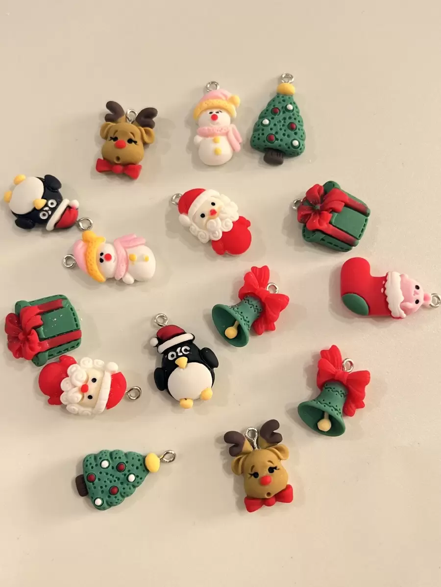15pcs Random Christmas Santa Claus & Tree DIY Pendant - Multicolor - View 1