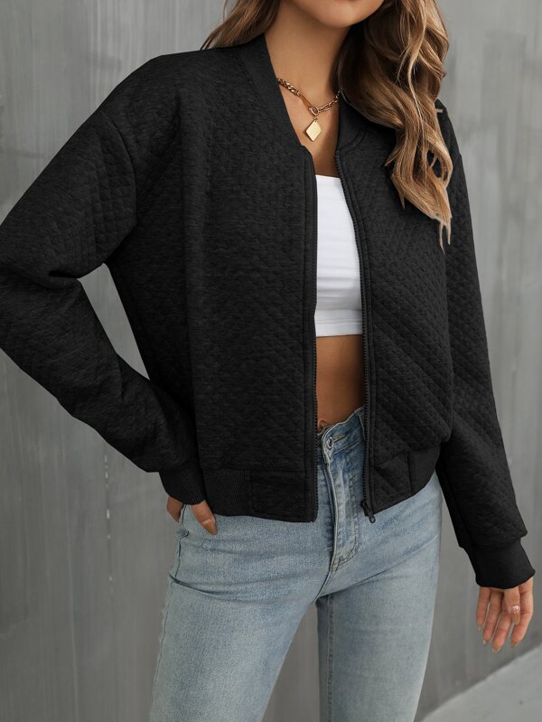 SHEIN LUNE Zip Up Bomber Jacket SHEIN USA