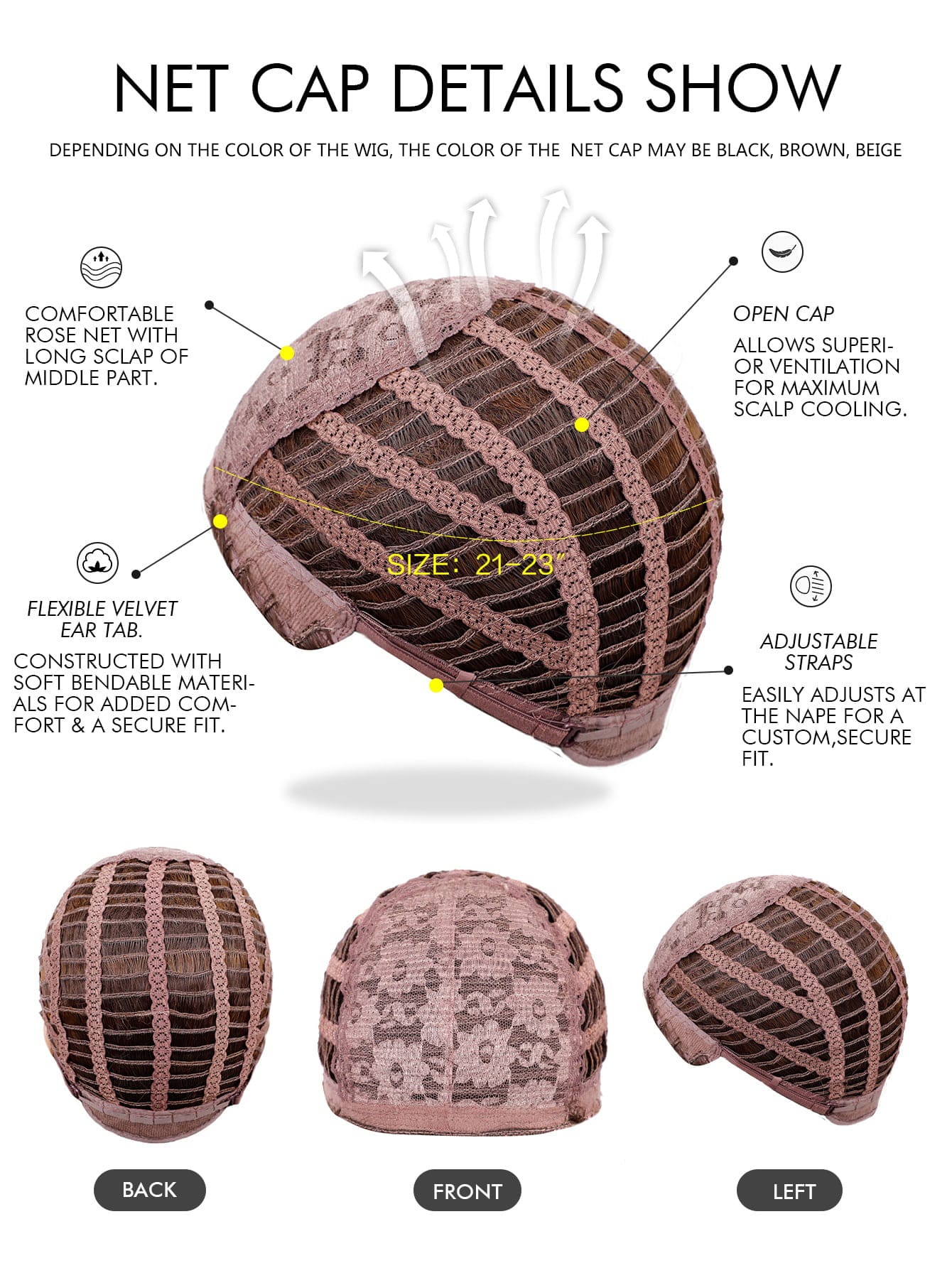Miniatura 7 de Peluca sintética corto recto con tupe Marrón