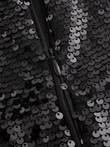 SHEIN BAE Split Thigh Sequin Cami Dress - Black - View 3