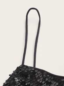 SHEIN BAE Split Thigh Sequin Cami Dress - Black - View 4