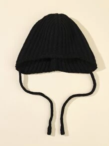 Minimalist Solid Beanie - Black - View 2