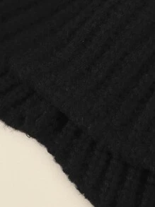 Minimalist Solid Beanie - Black - View 3