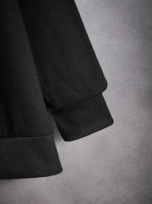 ROMWE MEN Anime Hombres Sudadera con estampado de figura - Negro - Ver 4