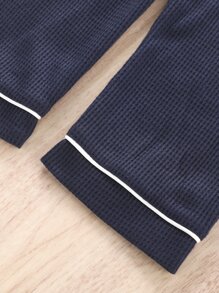 Toddler Boys Patched Pocket Piping Trim PJ Set - Navy Blue - View 5