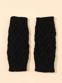 Solid Fingerless Gloves - Black - View 2