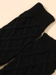 Solid Fingerless Gloves - Black - View 3