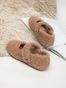 Girls Fluffy Mary Jane Shoes - Brown - View 5