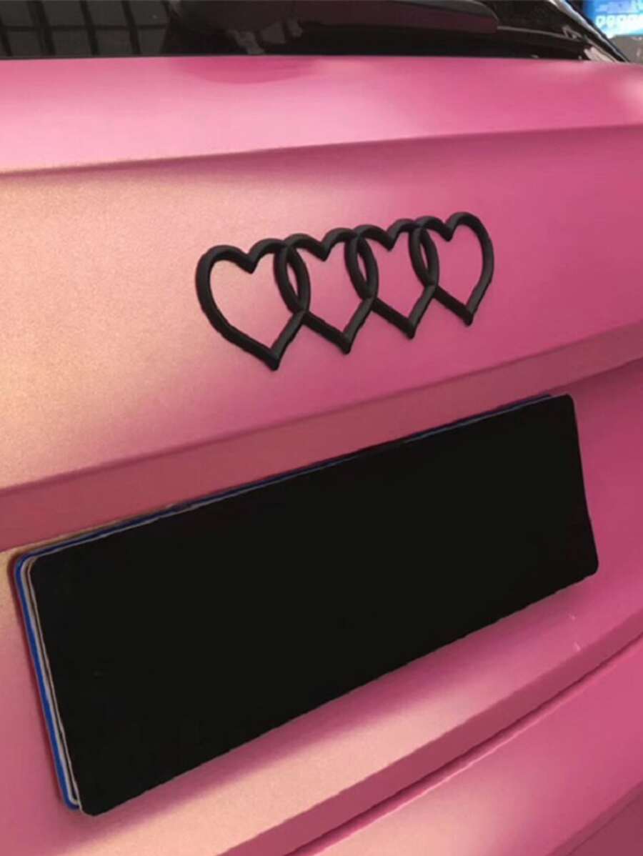 1pc Heart Pattern Car Sticker - Black - View 1