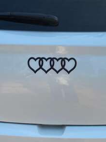 1pc Heart Pattern Car Sticker - Black - View 2