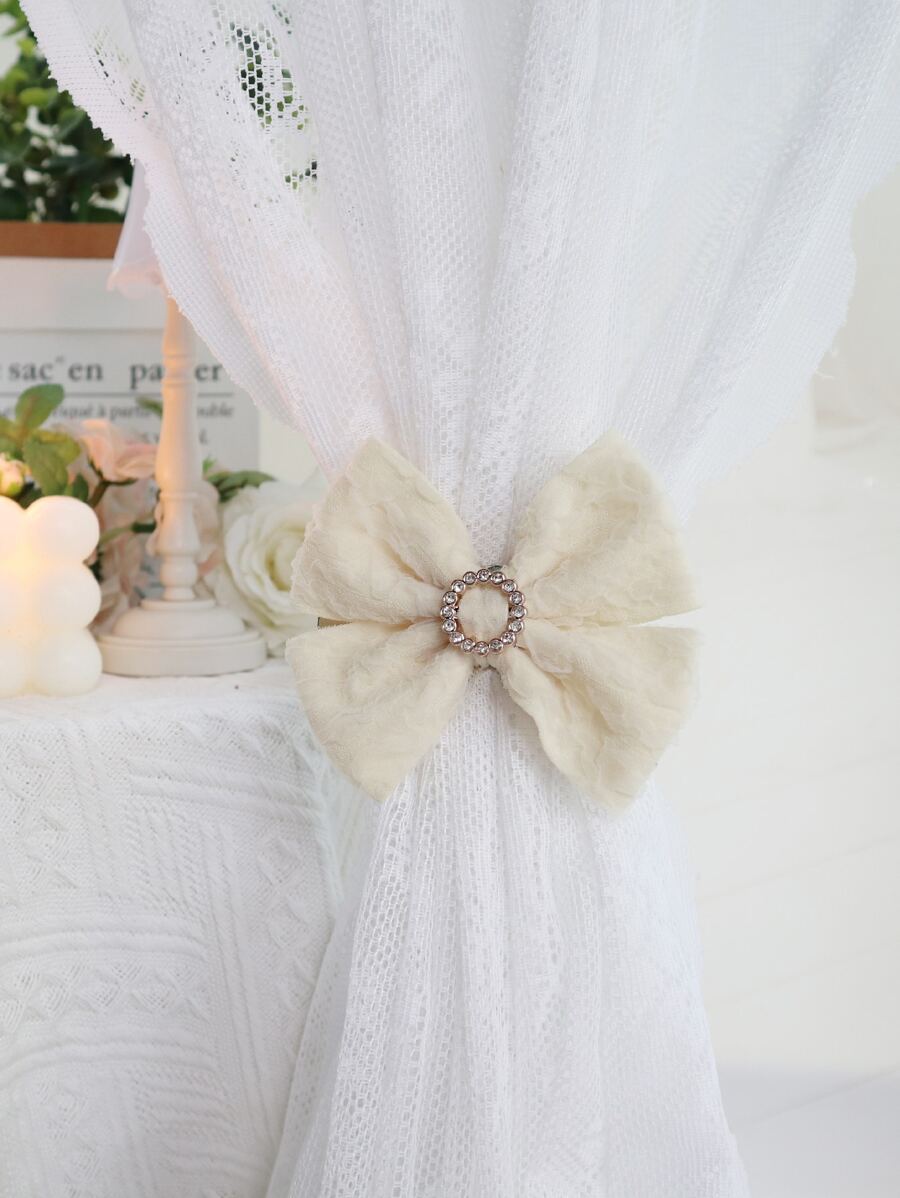 1pc Bow Design Curtain Holdback - Beige - View 1