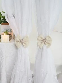 1pc Bow Design Curtain Holdback - Beige - View 3