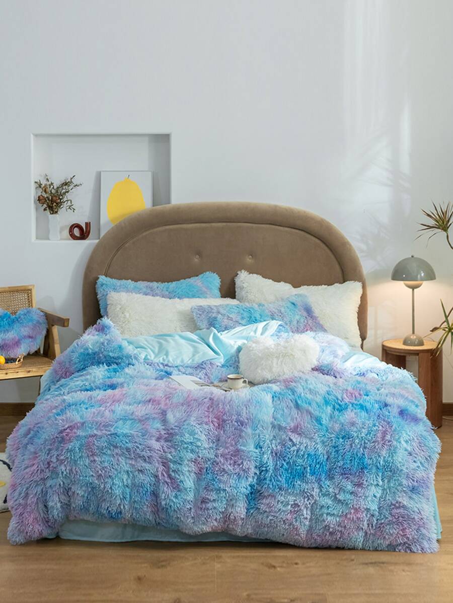 Tie Dye Shaggy Duvet Cover Set Without Filler - Multicolor - View 1