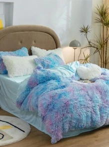 Tie Dye Shaggy Duvet Cover Set Without Filler - Multicolor - View 4