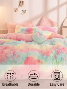 Tie Dye Shaggy Duvet Cover Set Without Filler