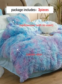 Tie Dye Shaggy Duvet Cover Set Without Filler - Multicolor - View 7
