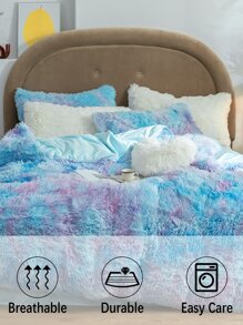 Tie Dye Shaggy Duvet Cover Set Without Filler - Multicolor - View 8