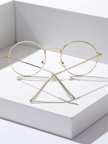 一副男士金属圆形透明眼镜，现代简约风格，适合作为节日礼物、日常佩戴和办公佩戴。 - 金色 - 查看 5