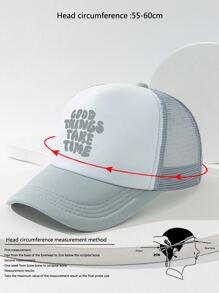 男士口號圖形卡車司機帽，街頭風格 - 灰色 - 查看 4
