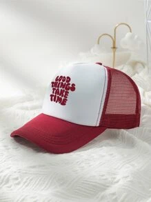 男士標語圖案網眼棒球帽