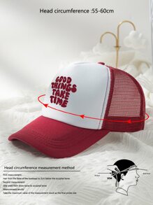 男士標語圖案網眼棒球帽