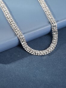 Diadema decorada con strass para fiesta - Plateado - Ver 4