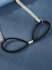 Diadema decorada con strass para fiesta - Plateado - Ver 5