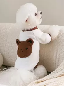 1入組小熊印花長毛絨寵物運動衫