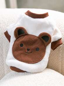 1入組小熊印花長毛絨寵物運動衫