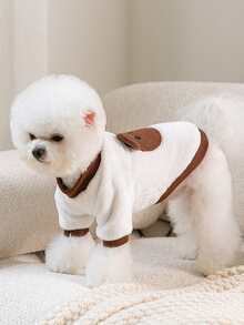 1入組小熊印花長毛絨寵物運動衫