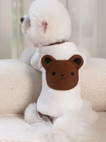 1入組小熊印花長毛絨寵物運動衫