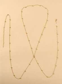 Cadena para el cuerpo con tira cruzada - Amarillo Oro - Ver 2