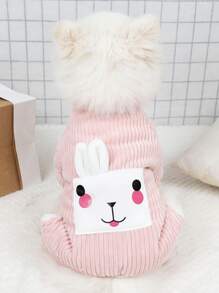 1入組兔子印花寵物連身褲 - 粉色 - 查看 2