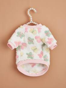 1件蝴蝶印花抓绒卫衣，猫狗保暖宠物服 - 彩色 - 查看 3