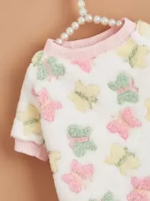 1件蝴蝶印花抓绒卫衣，猫狗保暖宠物服 - 彩色 - 查看 4