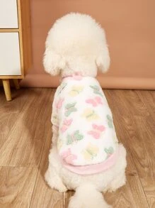 1件蝴蝶印花抓绒卫衣，猫狗保暖宠物服 - 彩色 - 查看 5