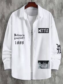 Manfinity Men 1pc Slogan Graphic Shirt - White - View 1