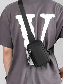 Mini bolso bandolera con cremallera frontal para hombre Bolso de pecho