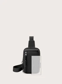 Mini bolso bandolera con cremallera frontal para hombre Bolso de pecho