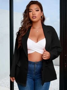 Calvaya Blazer de cuello con solapa con bolsillo con solapa