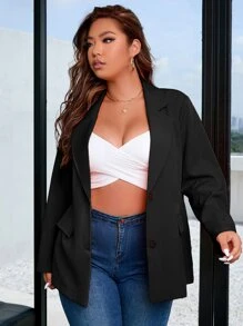 Calvaya Blazer de cuello con solapa con bolsillo con solapa