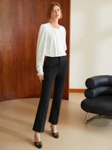 MOTF PREMIUM STRAIGHT LEG TAILORED TROUSERS - Black - View 6