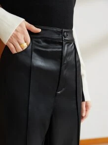 MOTF PREMIUM PU LEATHER PRESS CREASE TROUSERS - Black - View 4