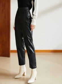 MOTF PREMIUM PU LEATHER PRESS CREASE TROUSERS - Black - View 7